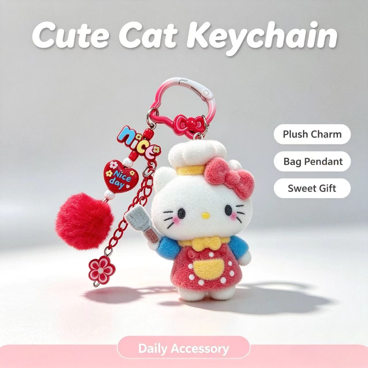 Women Accessories Trending - Fashion Flocked Cat Keychain Cute Chef