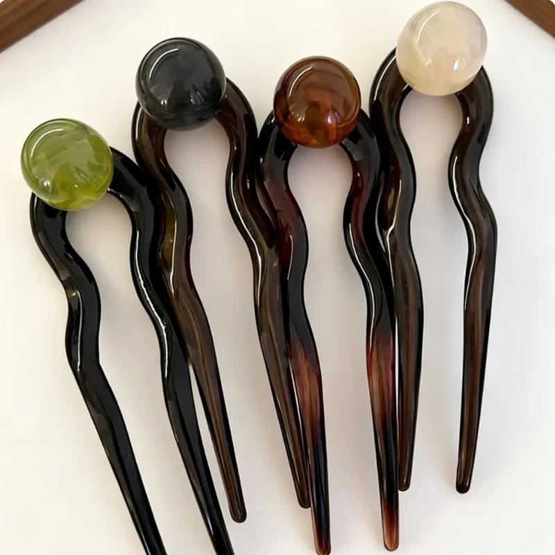 Women Accessories Trending - Fashion Colored Pearl U-Shaped Hair Sticks