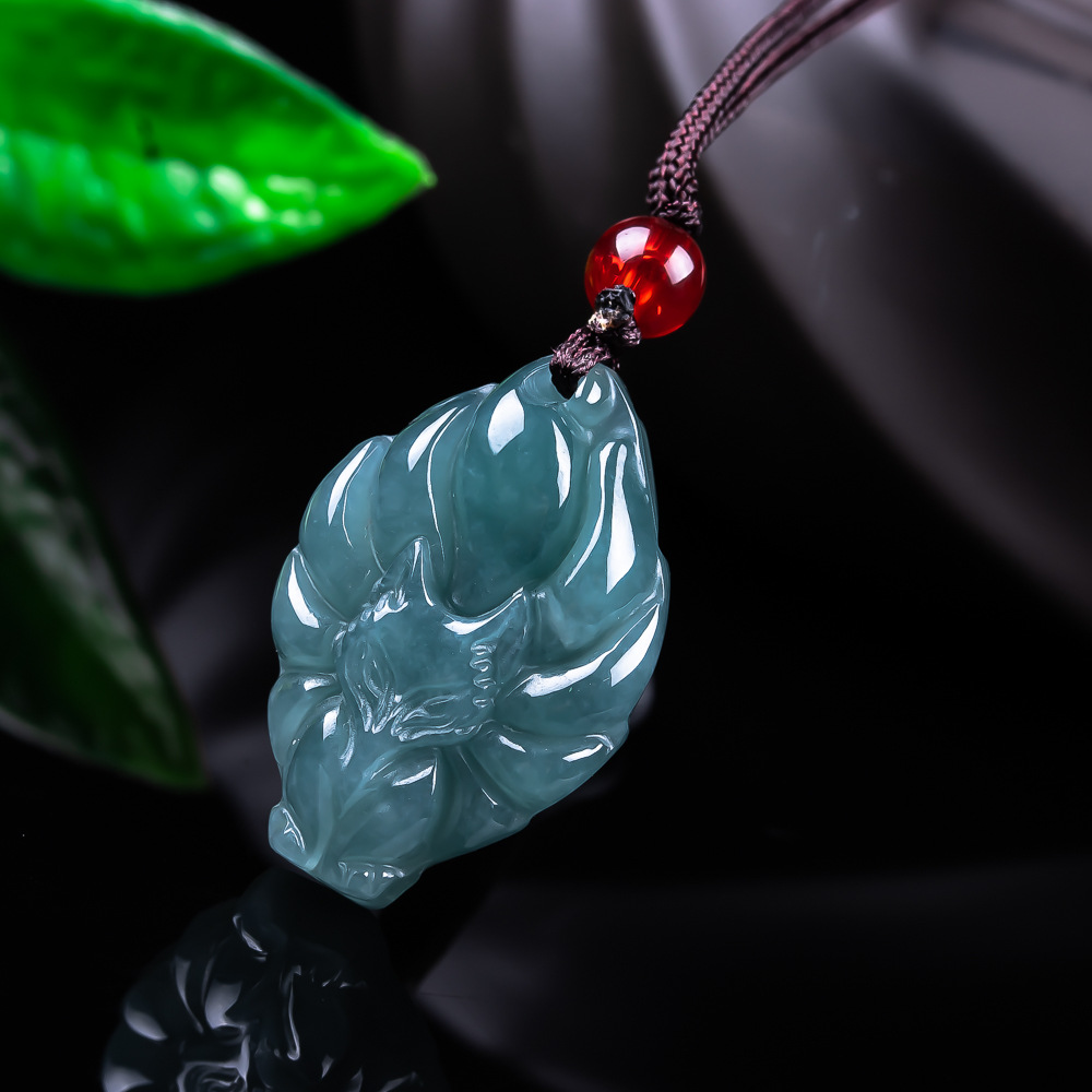 Women Accessories Trending - Natural Burmese Jadeite Fox Pendant Necklace