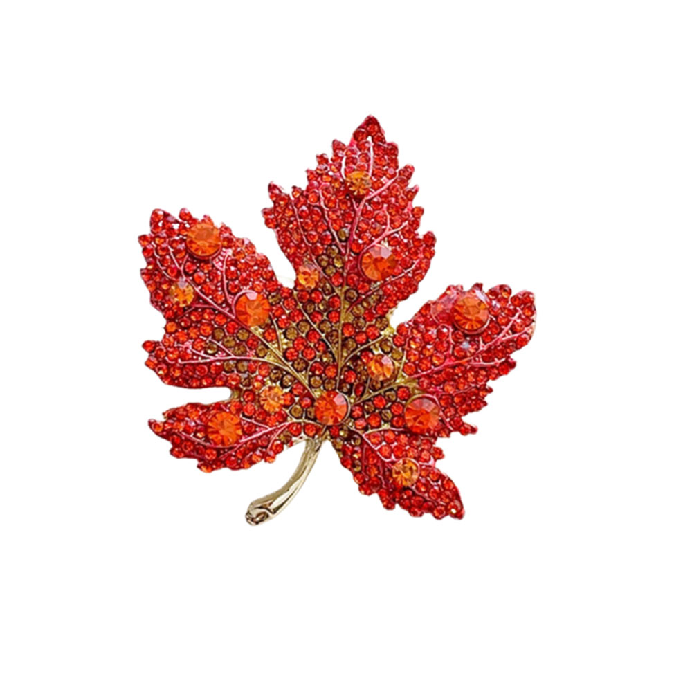 Women'S Accessories For Formal Wear - High-End Rhinestone Maple Leaf Brooch for