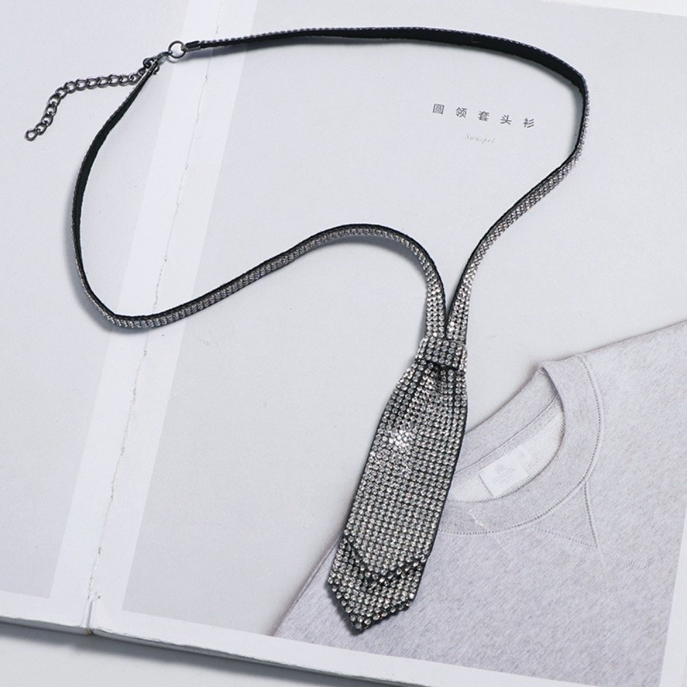 Women'S Accessories For Formal Wear - Shiny Adjustable Rhinestone Necktie Double Layer