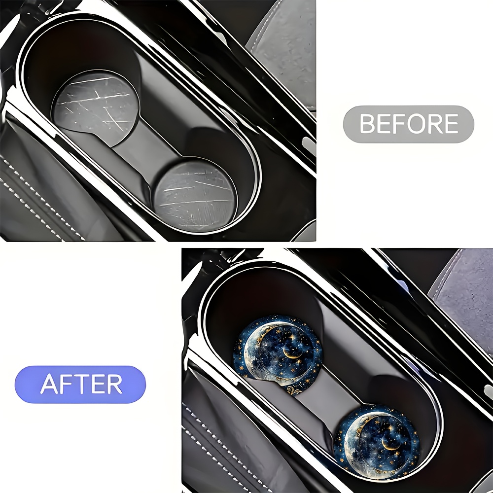 2pcs Starry Night Moon Car Cup - Women Accessories Holder recension och pris