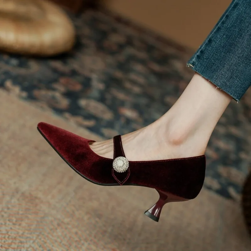 Wine Red Pointed Toe Mary Jane - Women'S Shoes And Accessories recension och pris