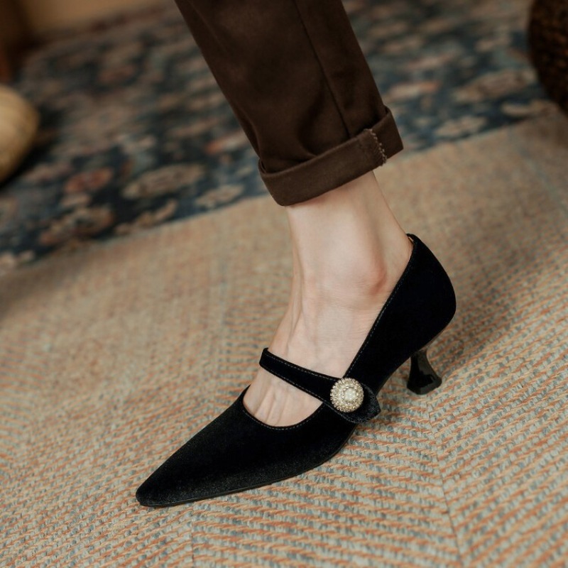 Wine Red Pointed Toe Mary Jane - Women'S Shoes And Accessories recension och pris