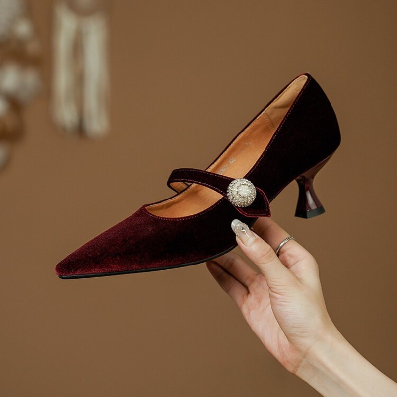 Wine Red Pointed Toe Mary Jane - Women'S Shoes And Accessories recension och pris