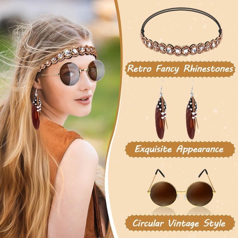 5 Pcs Hippie Costume Accessori - Women'S Accessories In The 70S recension och pris