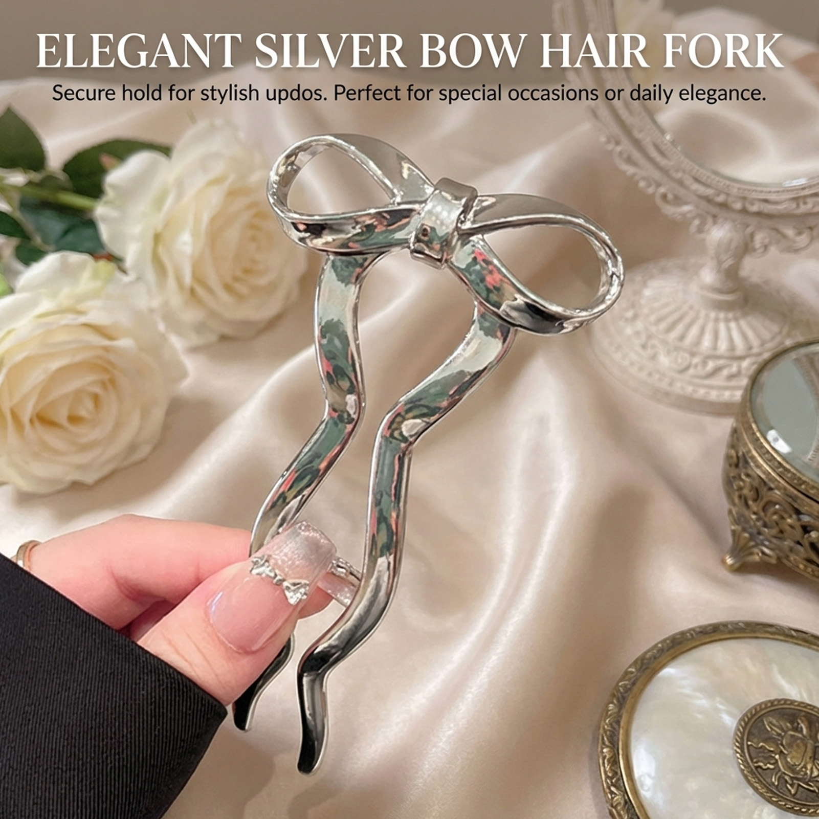Elegant Bowknot U Shape Hairpi - Women Accessories Holder recension och pris